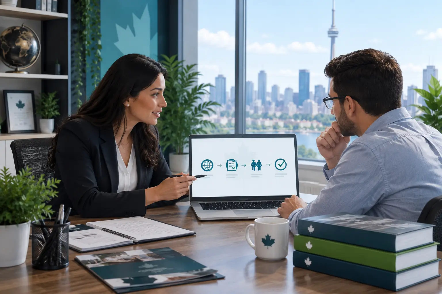 Illustration representing corporate immigration consulting and compliance planning